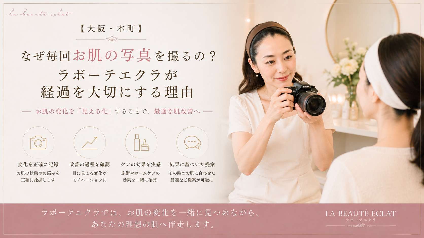 【大阪・本町】なぜ毎回お肌の写真を撮るの？｜ラボーテエクラが経過を大切にする理由
