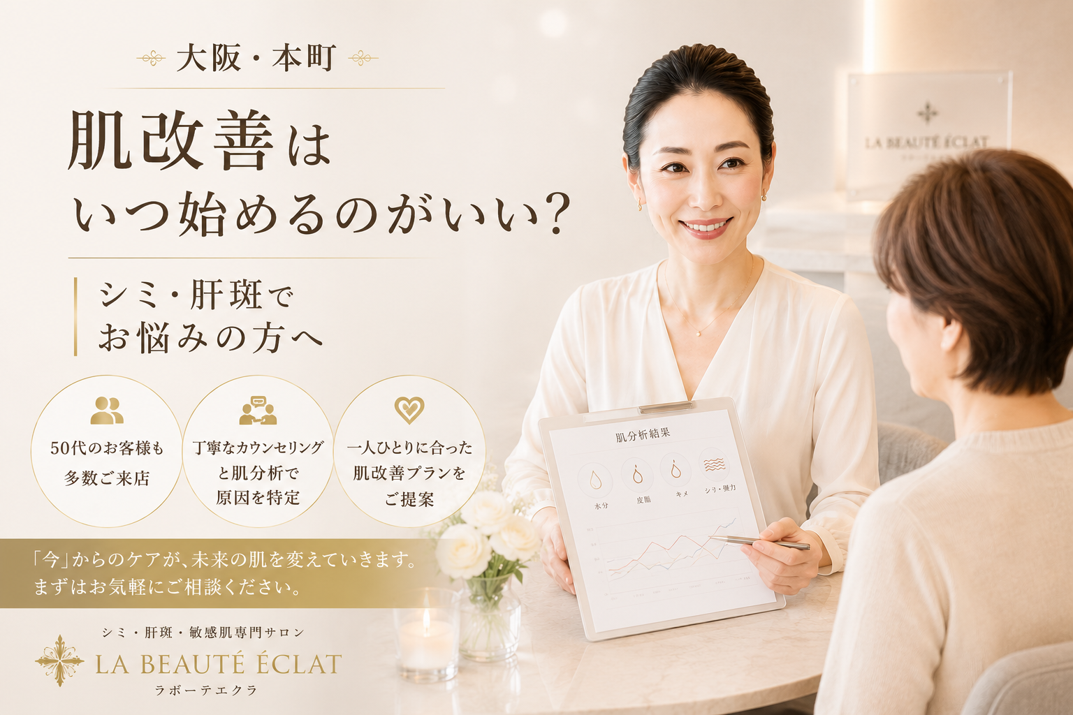 【大阪・本町】肌改善はいつ始めるのがいい？｜シミ・肝斑でお悩みの方へ